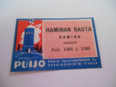 TT Etiketti Puijo Haminan Rauta Hamina