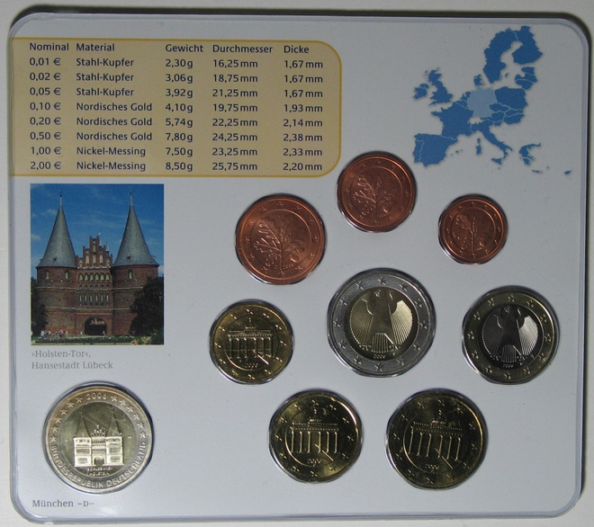 2006 BU setti- Saksa 1c - 2euro  rahapaja D Munchen