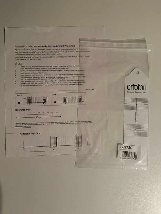 Ortofon Alignment Tool -äänirasian kohdistusmitta UUSI