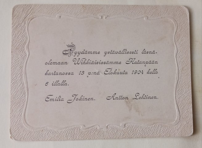 Tampere, Wihkiäiskutsu 13.8.1904 Hatanpään kartanoon