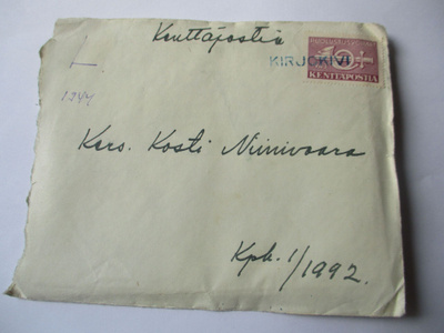 1944 KIRJOKIVI rivil sininen kp kuori sisällöin
