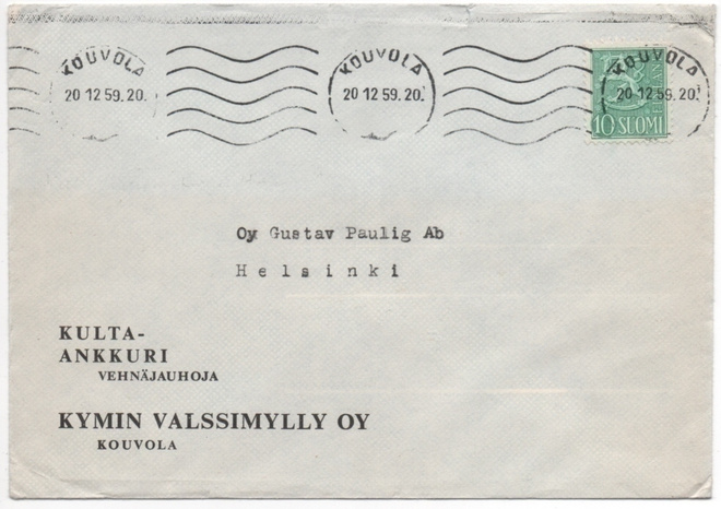 Kouvola firmakuori Kymin Valssimylly oy 1959