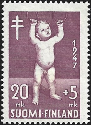 1947 Tuberkuloosi merkki 20 + 5 mk ** LaPe 340