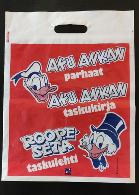 Sanomien Disney Aku Ankka / Roope-Setä muovikassi 70-luvulta