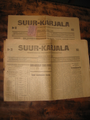 Sanomalehti  Suur-Karjala   2 kpl