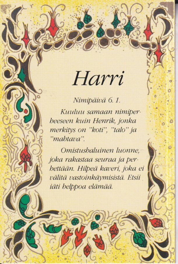 Harri , nimikortti .  e204