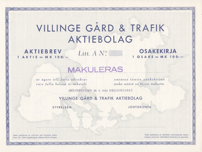 OKK 1942 Laivayhtiö Villinge Gård & Trafik Ab