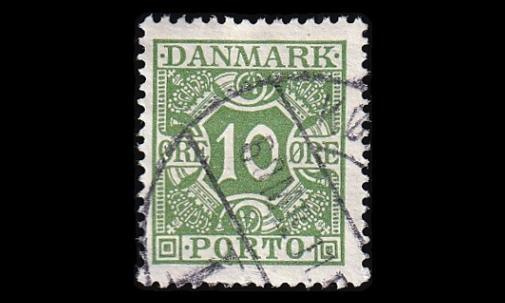 Tanska PORTO_13 o 10 öre tasainen tausta (1921)