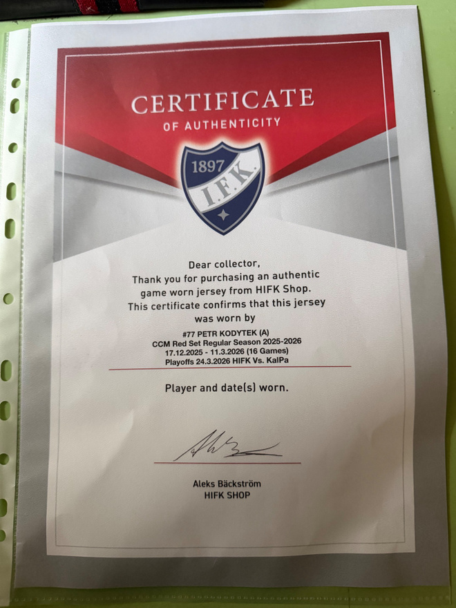 HIFK Kodytek #77 #HIFK  game worn paita