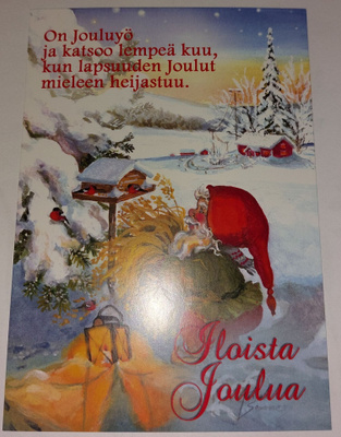 Joulukortti kiiltopinnalla