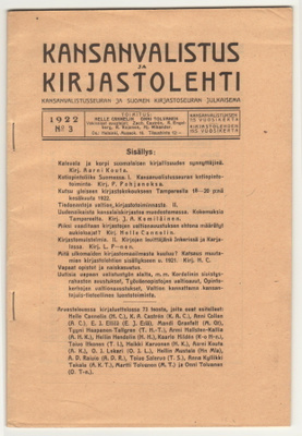 Kansanvalistus ja Kirjastolehti 1922 no. 3