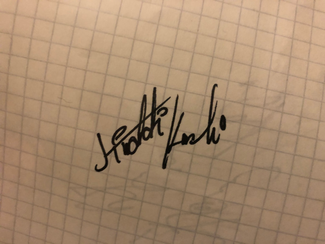 Hans-Luzi Kindschi nimikirjoitus paperilla