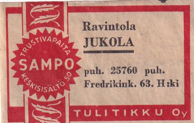 Helsinki, Ravintola Jukola , Fredrikink. 63    6/2