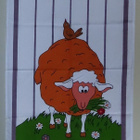 Hauska retro keittiöpyyhe / astiapyyhe Lammas - pikkukuva 2