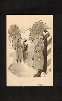 Sotilaspostikortti, Sotilas vartiossa, pariskunta