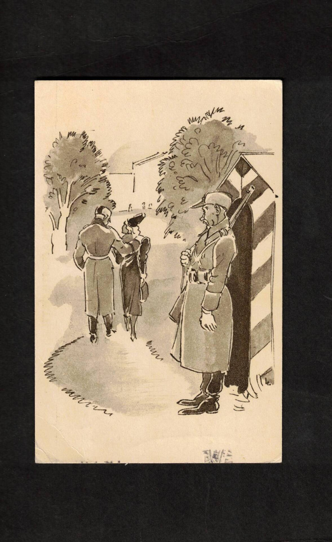 Sotilaspostikortti, Sotilas vartiossa, pariskunta