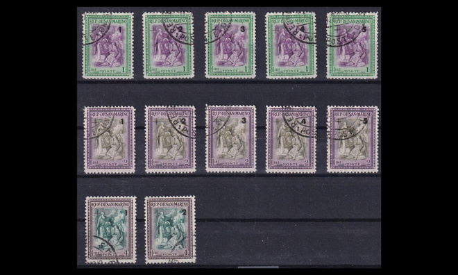 San Marino 387-9 o Jälleenrakennusrahasto päällep. (1947)