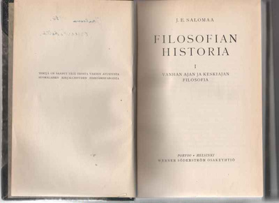 Salomaa,J.E.: Filosofian historia 1-2, WSOY 1935-36,jälkisid