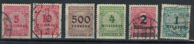 Saksa, 1923 miljoona ts inflaatiomerkit, 6 erilaista