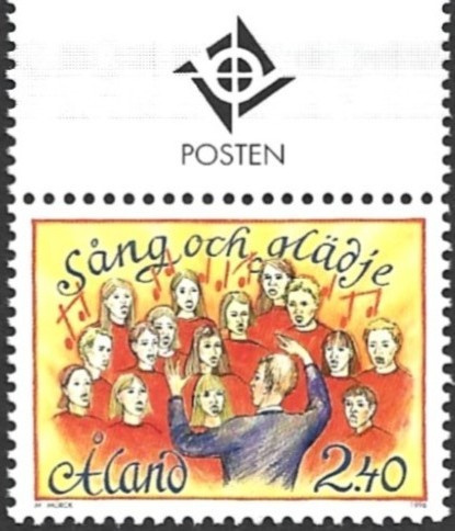 Ål 1996  Laulujuhlat 2,40 mk välilöpari logo ** LaPe 115