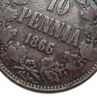 10 Penniä 1866 - Variantti 1.6 Päällelyönti - harvinainen... - pikkukuva 2