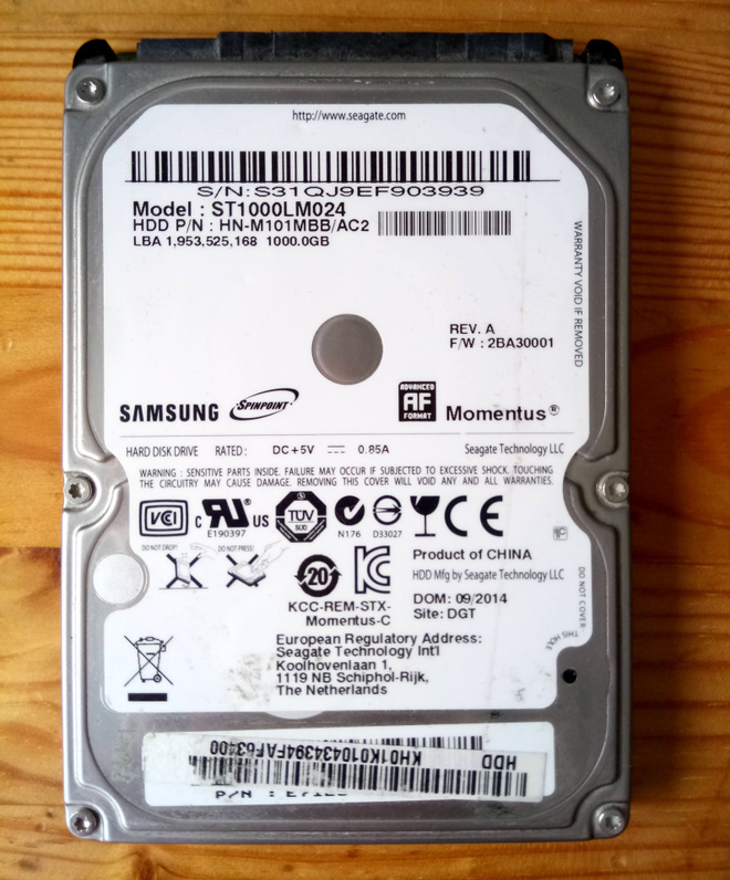 Samsung Momentus 1TB 2,5" 5400RPM sata