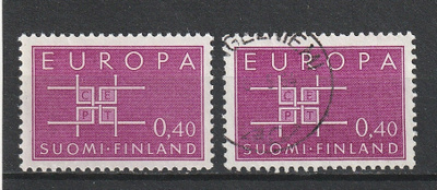 1963 Eurooppamerkit 40p leimattuna ja leimaamattomana