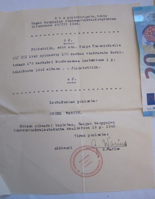 VANHA Päätös Vuokrarahan Korotus Sotilaalle 1943