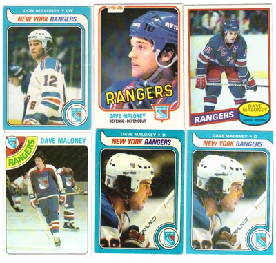 6 x DON MALONEY New York Rangers Vanhoista Sarjoista