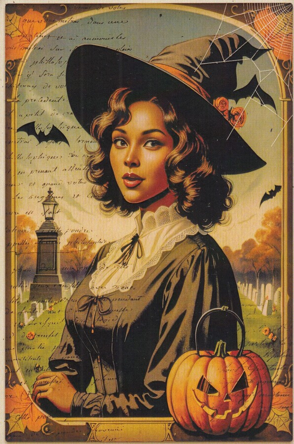 Halloween noita ja kurpitsa