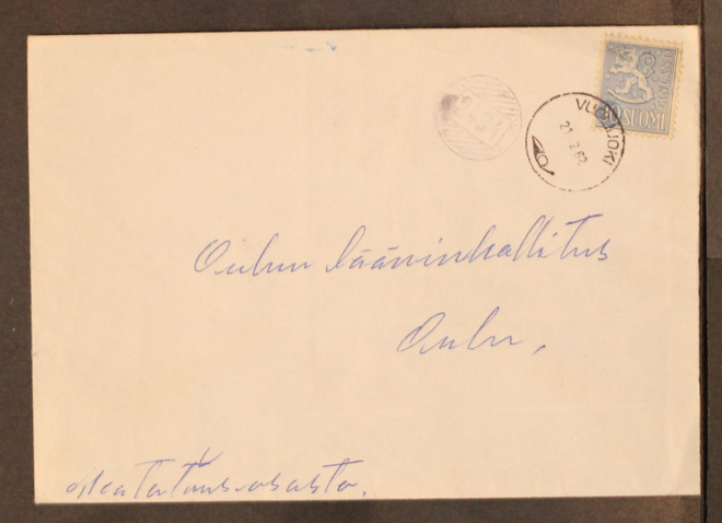 # 23376 # Numeroleima 2434 + Vuolijoki kirje Oulu - 1962