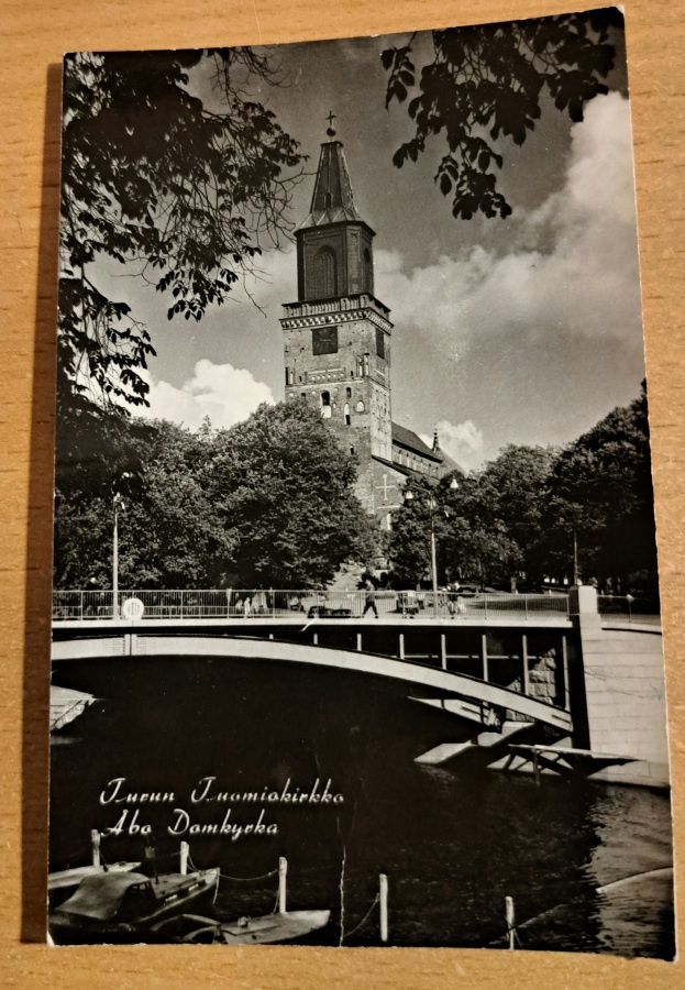 Turku, tuomiokirkko,mustavalkoinen kulkenut 1959