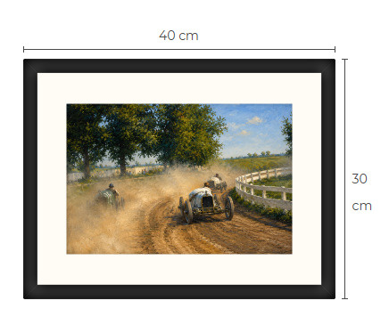 Uusi Autokilpailu art print kehystetty 30 cm x 40 cm