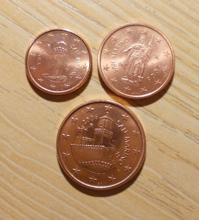 San Marino  1c, 2c ja 5c vuodelta 2006