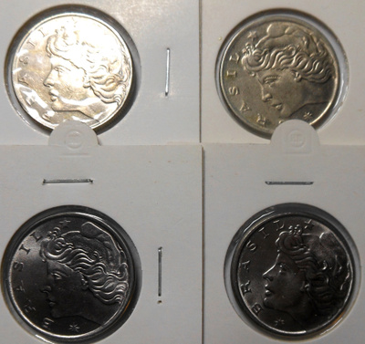 Brazil. 20 centavos 1967, 1970, 1976, 1978.