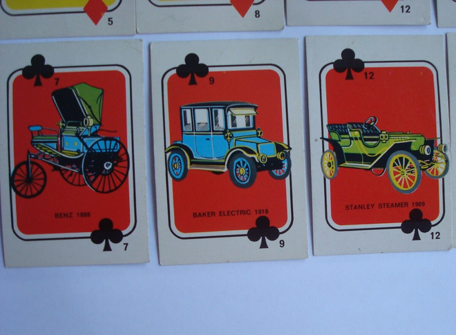 Vanhat autot pelikort: BENZ 1888, BAKER 1918 ja STANLEY 1909