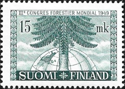 1949 III maailman metsäkongressi 15 mk ** Lape 369