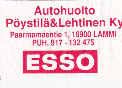 Lammi. Pöystilä & Lehtinen Ky . ESSO   s7/1
