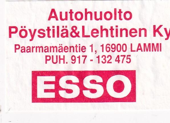 Lammi. Pöystilä & Lehtinen Ky . ESSO   s7/1