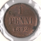 1 PENNI 1892 /#c (lyöntikiiltoa, sormenjälkipatinaa) - pikkukuva 1
