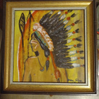 Vanha intiaanitaulu 23,5x23,5cm 1986 - pikkukuva 1
