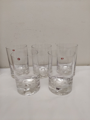 IITTALA, WIRKKALA, JÄÄNSÄRKIJÄ -LASIT, 5 KPL