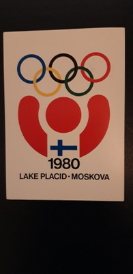 Vanha postikortti Lake Placid, Moskova olympia 1980