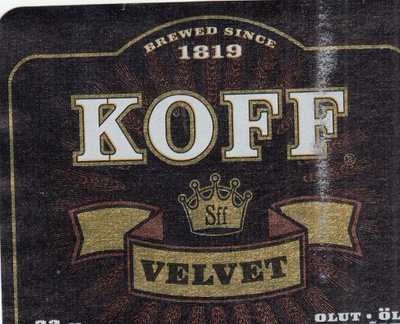 Olutetiketti  Koff Velvet  III  Sinebrychoff    , a3
