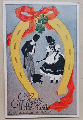 Leidi ja herra valavat tinaa, hevosenkenkä p. 1944 + Tubi-jm