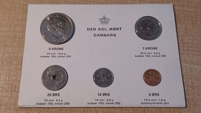 5 öre - 5 kroner 1980 Tanskan rahasarja UNC