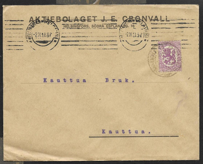 Postilähetys - Saarinen 0,40mk (LAPE 72A) Helsinki 2.9.1919