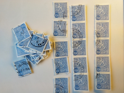 Postimerkki Leijonamerkki sininen 0,50