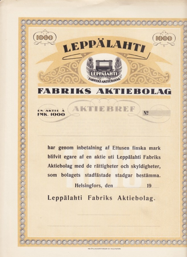 OKK 1919? Leppälahti Fabriks Ab, Helsinki (Jyväskylän mlk)