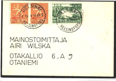 POSTILÄHETYS SURUKUORI HELSINKI-OTANIEMI